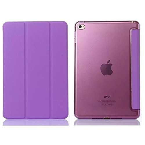 amhello iPad 2/3/4 Manyetik Deri Stand Kapak Klf-Purple