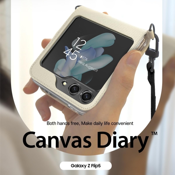 araree Canvas Diary Galaxy Z Flip 5 Askl Klf -Black