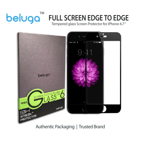 Beluga iPhone 6S / 6 Full Screen Temperli HD Cam Ekran Koruyucu-Siyah