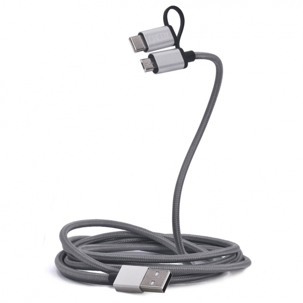 cacoy USB C to Micro USB/Type C Adaptr (2M)-Gray