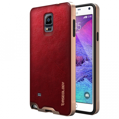 Caseology  Galaxy Note 4 Bumper Frame Case(Leather Burgundy Red)