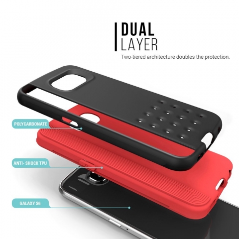 Caseology Galaxy S6 Threshold Serisi Klf (Red/ Black)