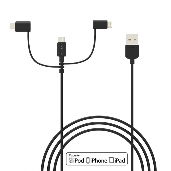 dodocool Lightning/Mikro USB/USB C Kablosu