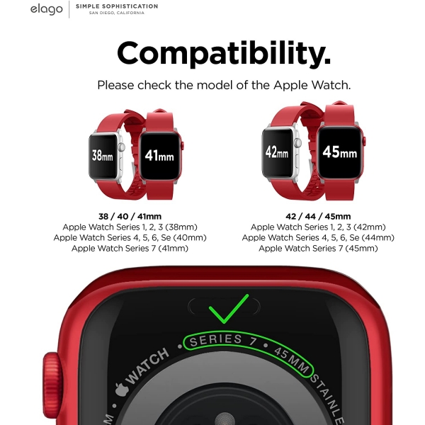 elago Apple Watch 7 Silikon Kay (41mm)-Red