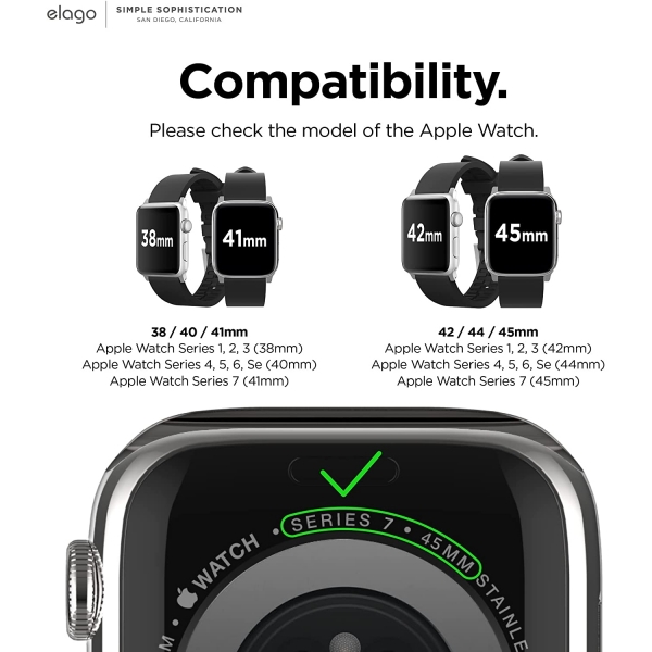 elago Apple Watch 7 Silikon Kay (45mm)-Black