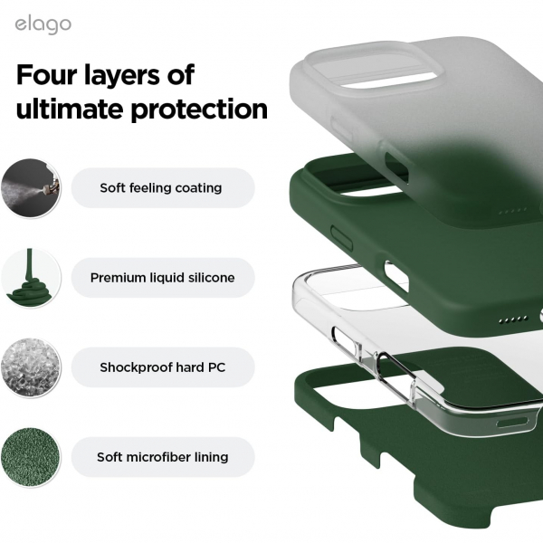 elago Apple iPhone 16 Pro Silikon Klf-Alpine Green