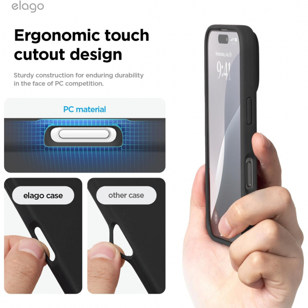 elago Apple iPhone 16 Pro Silikon Klf-Black