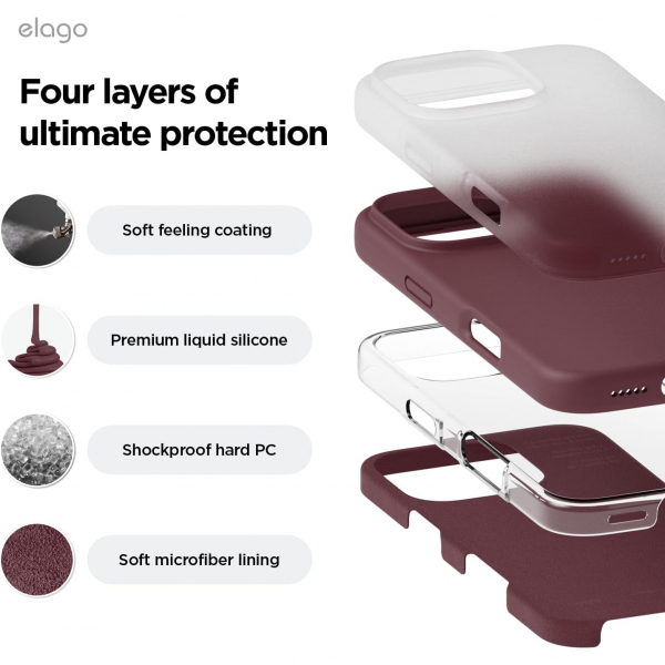 elago Apple iPhone 16 Pro Silikon Klf-Burgundy