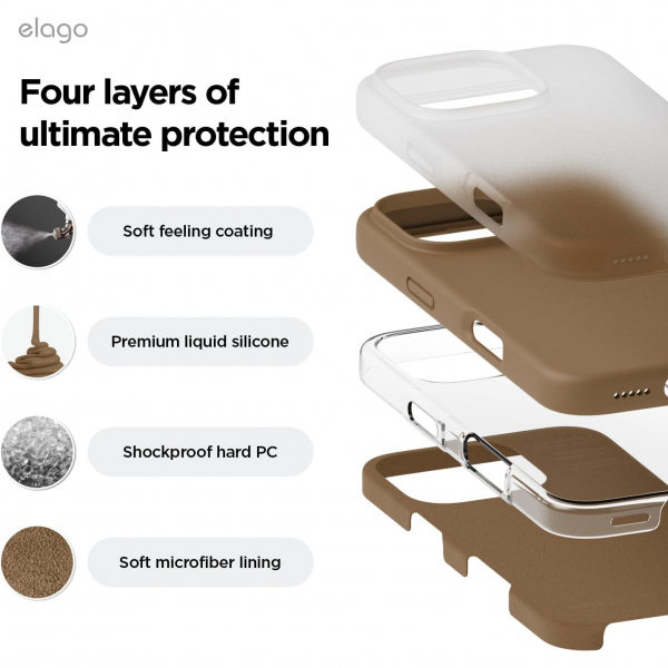 elago Apple iPhone 16 Pro Silikon Klf-Brown