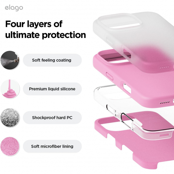 elago Apple iPhone 16 Pro Silikon Klf-Hot Pink