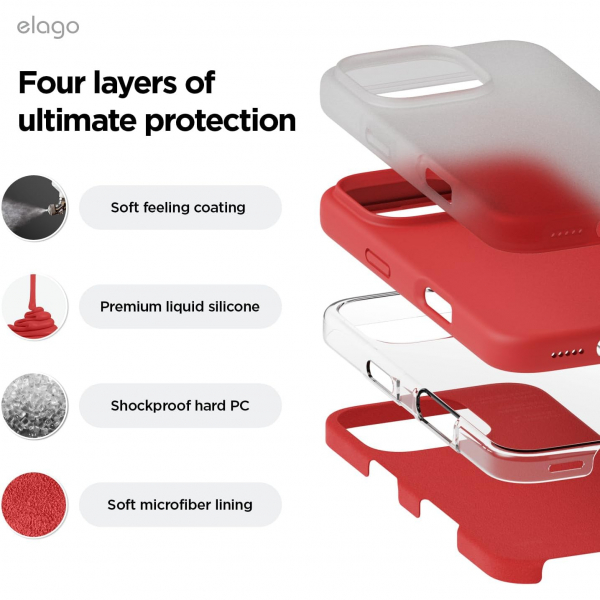elago Apple iPhone 16 Pro Silikon Klf-Red