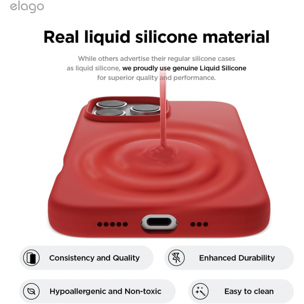 elago Apple iPhone 16 Pro Silikon Klf-Red