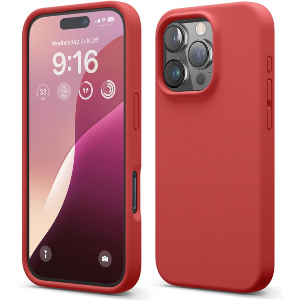 elago Apple iPhone 16 Pro Silikon Klf-Red