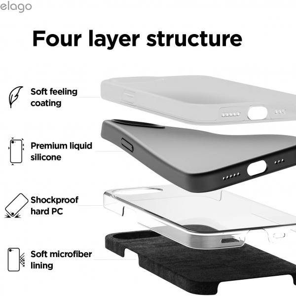 elago Apple iPhone 16e Silikon Klf-Black