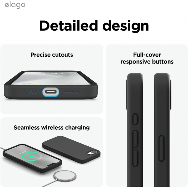 elago Apple iPhone 16e Silikon Klf-Black