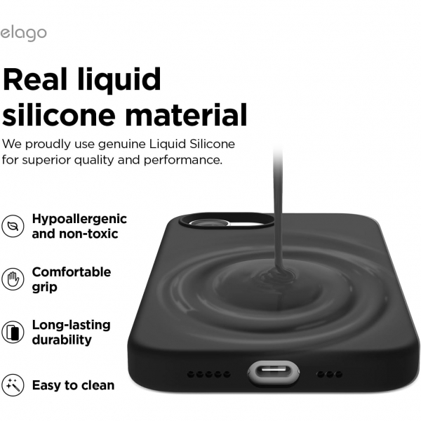 elago Apple iPhone 16e Silikon Klf-Black