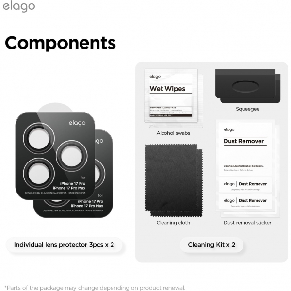 elago iPhone 17 Pro/Max Kamera Lens Koruyucu(2 Adet)