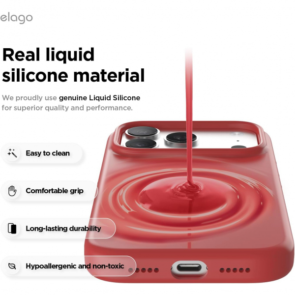 elago Apple iPhone 17 Pro Manyetik Klf-Red