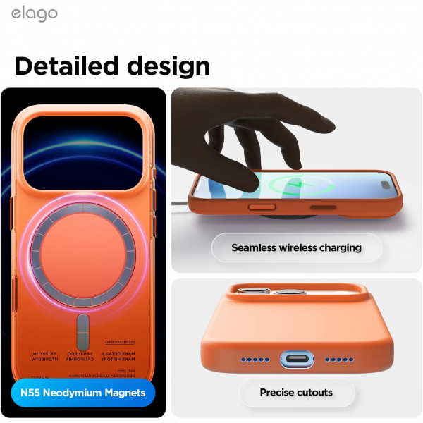 elago Apple iPhone 17 Pro Manyetik Klf-Orange