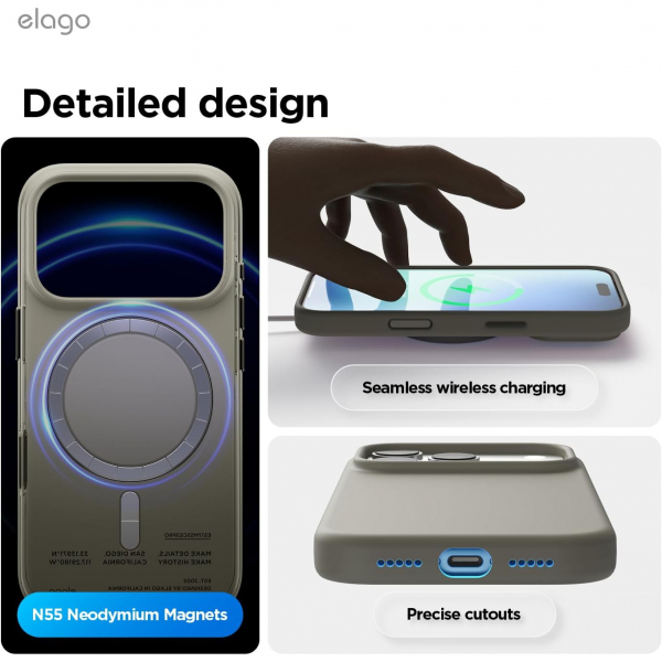 elago Apple iPhone 17 Pro Manyetik Klf-Medium Grey