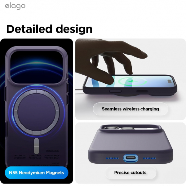 elago Apple iPhone 17 Pro Manyetik Klf-Deep Purple