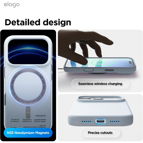 elago Apple iPhone 17 Pro Manyetik Klf-Light Blue