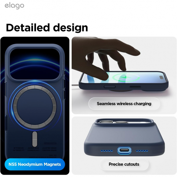 elago Apple iPhone 17 Pro Manyetik Klf-Jean Indigo