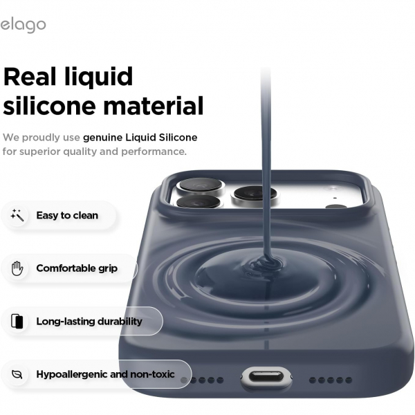 elago Apple iPhone 17 Pro Manyetik Klf-Jean Indigo