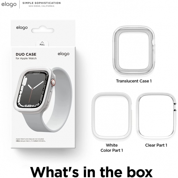 elago Duo Apple Watch 7 Koruyucu Klf (41mm)-White