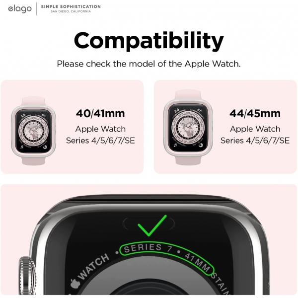 elago Duo Apple Watch 7 Koruyucu Klf (41mm)-Pink