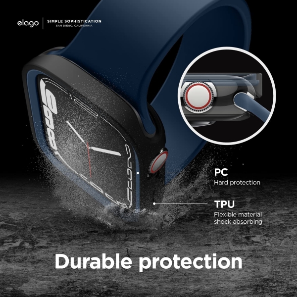 elago Duo Apple Watch 7 Koruyucu Klf (41mm)-Indigo