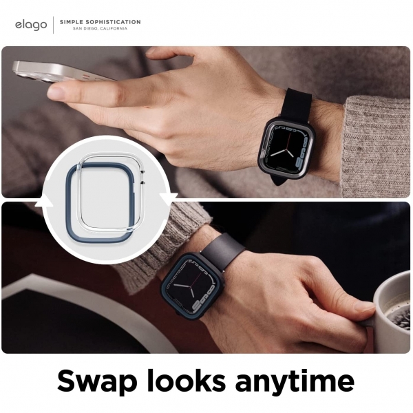 elago Duo Apple Watch 7 Koruyucu Klf (41mm)-Indigo