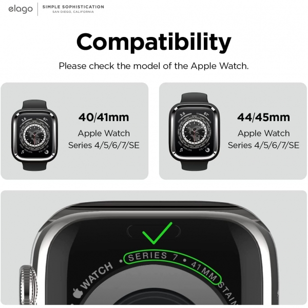 elago Duo Apple Watch 7 Koruyucu Klf (41mm)-Black