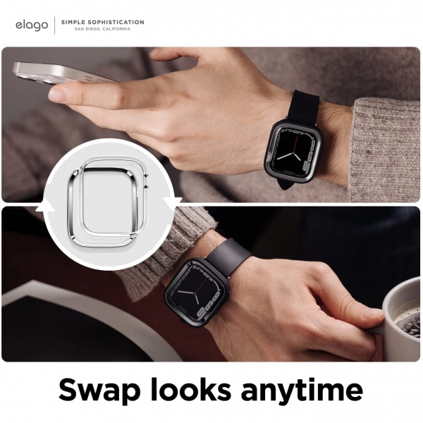 elago Duo Apple Watch 7 Koruyucu Klf (41mm)-Black