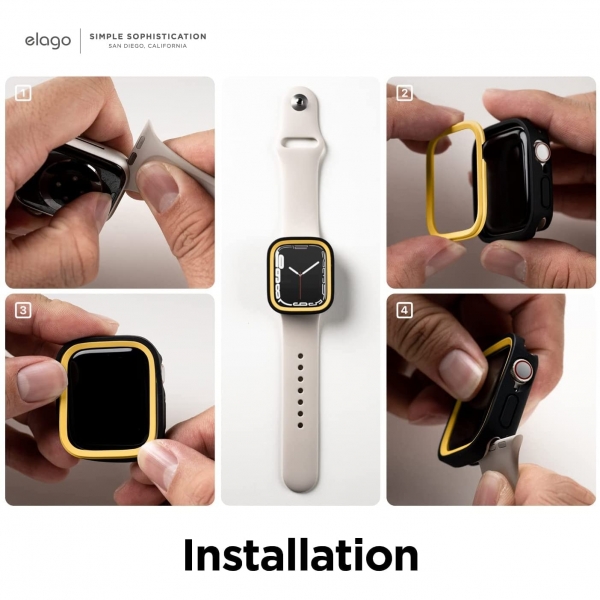 elago Duo Apple Watch 7 Koruyucu Klf (41mm)-Black