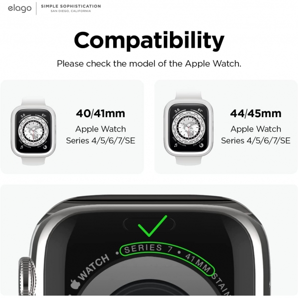 elago Duo Apple Watch 7 Koruyucu Klf (45mm)-White