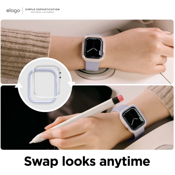 elago Duo Apple Watch 7 Koruyucu Klf (45mm)-Purple