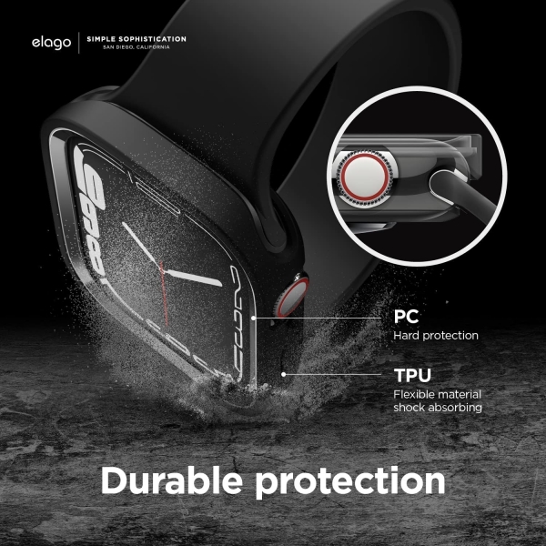 elago Duo Apple Watch 7 Koruyucu Klf (45mm)-Black