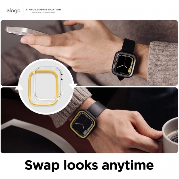 elago Duo Apple Watch 7 Koruyucu Klf (45mm)-Yellow