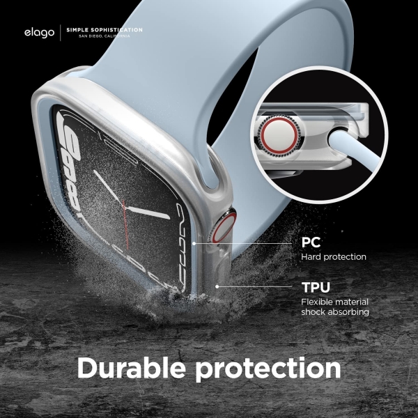 elago Duo Apple Watch 7 Koruyucu Klf (45mm)-Light Blue