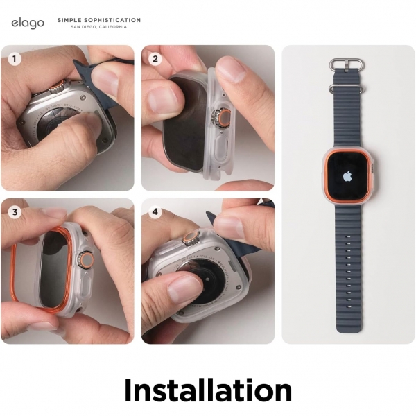 elago Duo Serisi Apple Watch Ultra 2. Nesil Ekran Koruyucu (49mm)-Black/ Orange