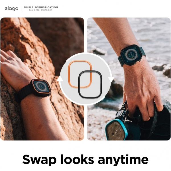 elago Duo Apple Watch Ultra 2. Nesil 49mm Bumper Klf-Black/ Orange