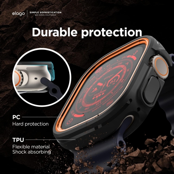 elago Duo Apple Watch Ultra 2. Nesil 49mm Bumper Klf-Black/ Orange