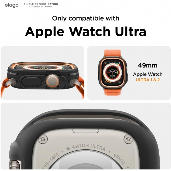 elago Duo Apple Watch Ultra 2. Nesil 49mm Bumper Klf-Black/ Orange