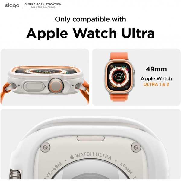 elago Duo Apple Watch Ultra 2. Nesil 49mm Bumper Klf-White/ Orange