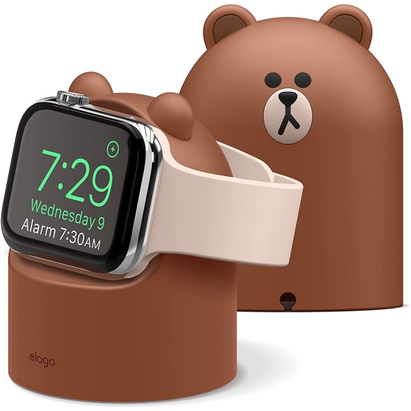 elago LINE Friends W2 Silikon Apple Watch arj Stand-BROWN