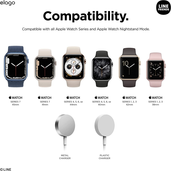 elago LINE Friends W2 Silikon Apple Watch arj Stand-BROWN