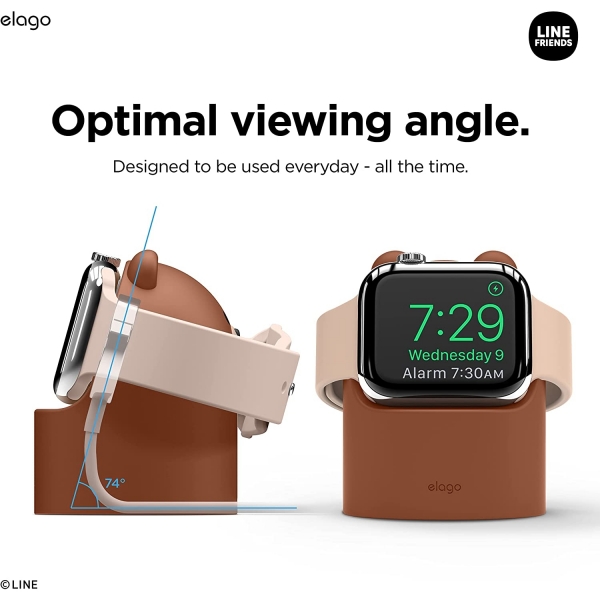 elago LINE Friends W2 Silikon Apple Watch arj Stand-BROWN