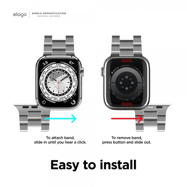 elago Paslanmaz elik Apple Watch 7 Kay (41mm)-Silver