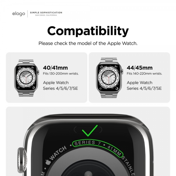 elago Paslanmaz elik Apple Watch 7 Kay (45mm)-Black